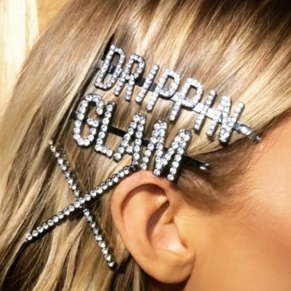 Kitsch x Justine Marjan Colab GLAM Rhinestone Hair Clip Pin NWT 90’s Chic - Picture 4 of 5